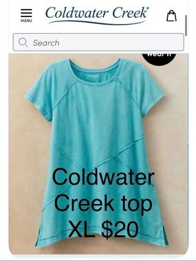 Coldwater Creek Aqua Short Sleeve Tunic